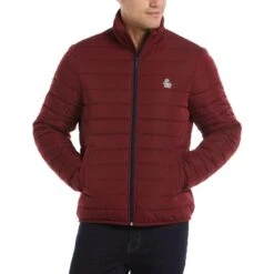 Original Penguin Lightweight Puffer Jacket In Cabernet