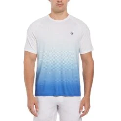 Original Penguin Ombre Tennis Ball Performance Short Sleeve Tennis T-Shirt In Bright White