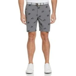 Original Penguin Karaoke Print Golf Shorts In Dark Caviar Heather